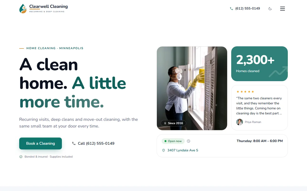 Cleaning website example